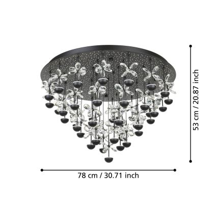 Eglo - LED Zatemnitvena stropna svetilka LED/77,4W/230V 3000K črna