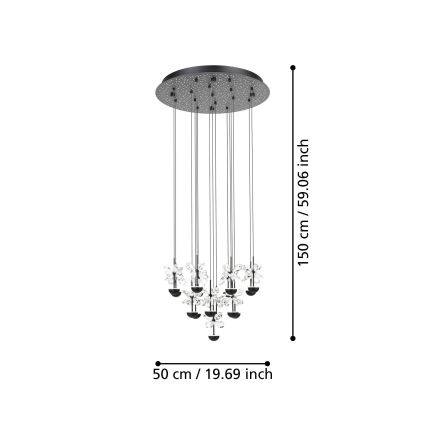 Eglo - LED Zatemnitveni lestenec na vrvici LED/27W/230V 3000K črna