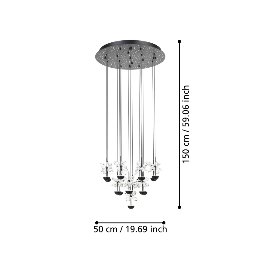 Eglo - LED Zatemnitveni lestenec na vrvici LED/27W/230V 3000K črna