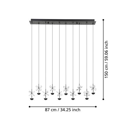 Eglo - LED Zatemnitveni lestenec na vrvici LED/23W/230V 3000K črna