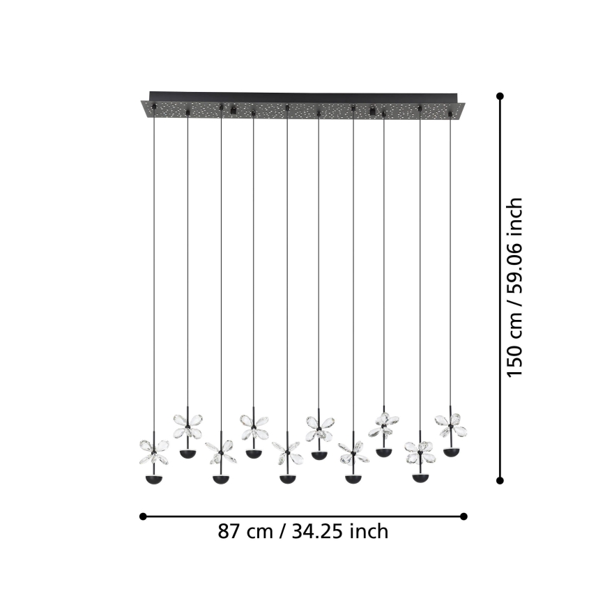 Eglo - LED Zatemnitveni lestenec na vrvici LED/23W/230V 3000K črna