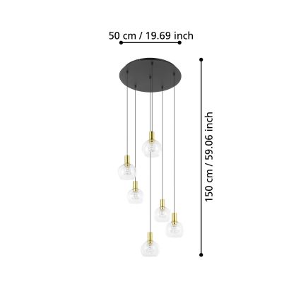 Eglo 390279 - LED Zatemnitveni lestenec na vrvici 6xLED/5,4W/230V 3000K pr. 54 cm zlata