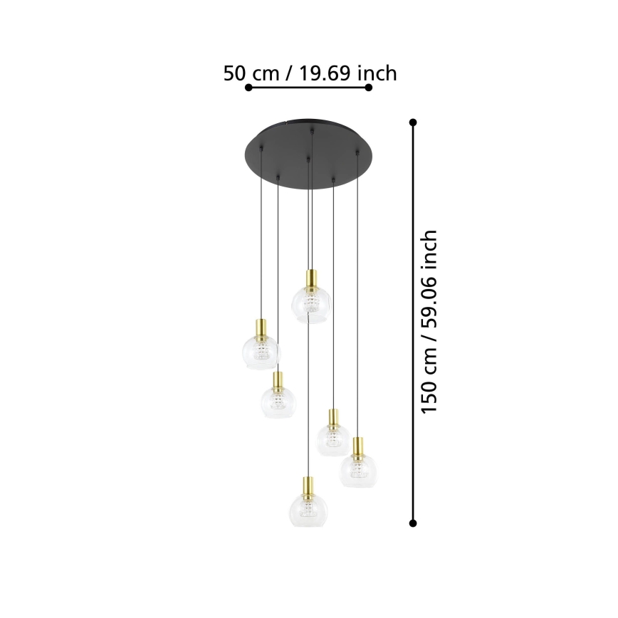 Eglo 390279 - LED Zatemnitveni lestenec na vrvici 6xLED/5,4W/230V 3000K pr. 54 cm zlata