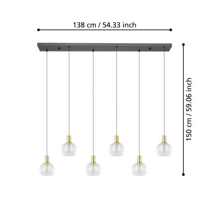 Eglo - LED Zatemnitveni lestenec na vrvici 6xLED/5,4W/230V 3000K zlata