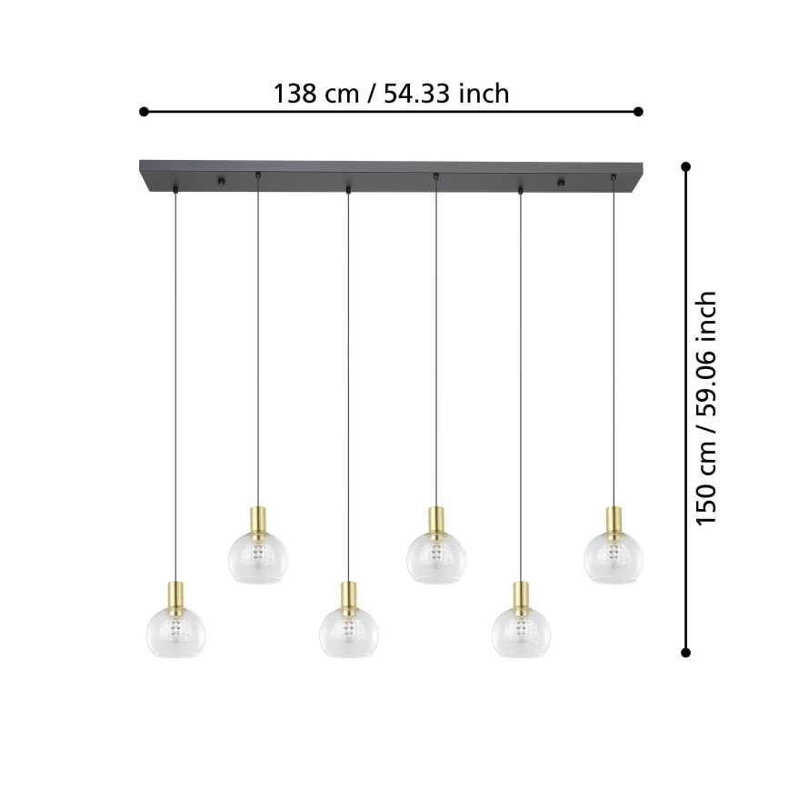 Eglo - LED Zatemnitveni lestenec na vrvici 6xLED/5,4W/230V 3000K zlata
