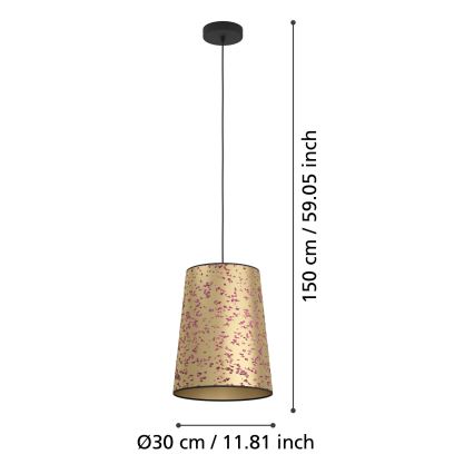 Eglo - Lestenec na vrvici 1xE27/25W/230V zlata/roza
