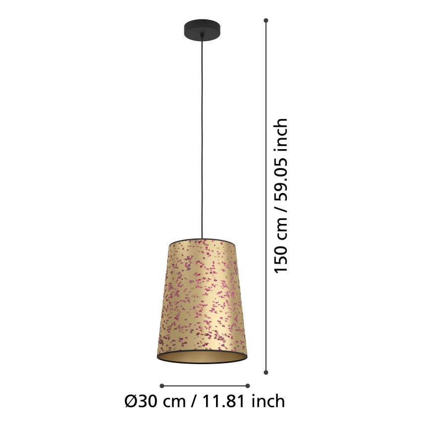 Eglo - Lestenec na vrvici 1xE27/25W/230V zlata/roza