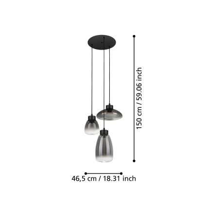 Eglo - LED Zatemnitveni lestenec na vrvici 3xLED/5,4W/230V 2700K dimna