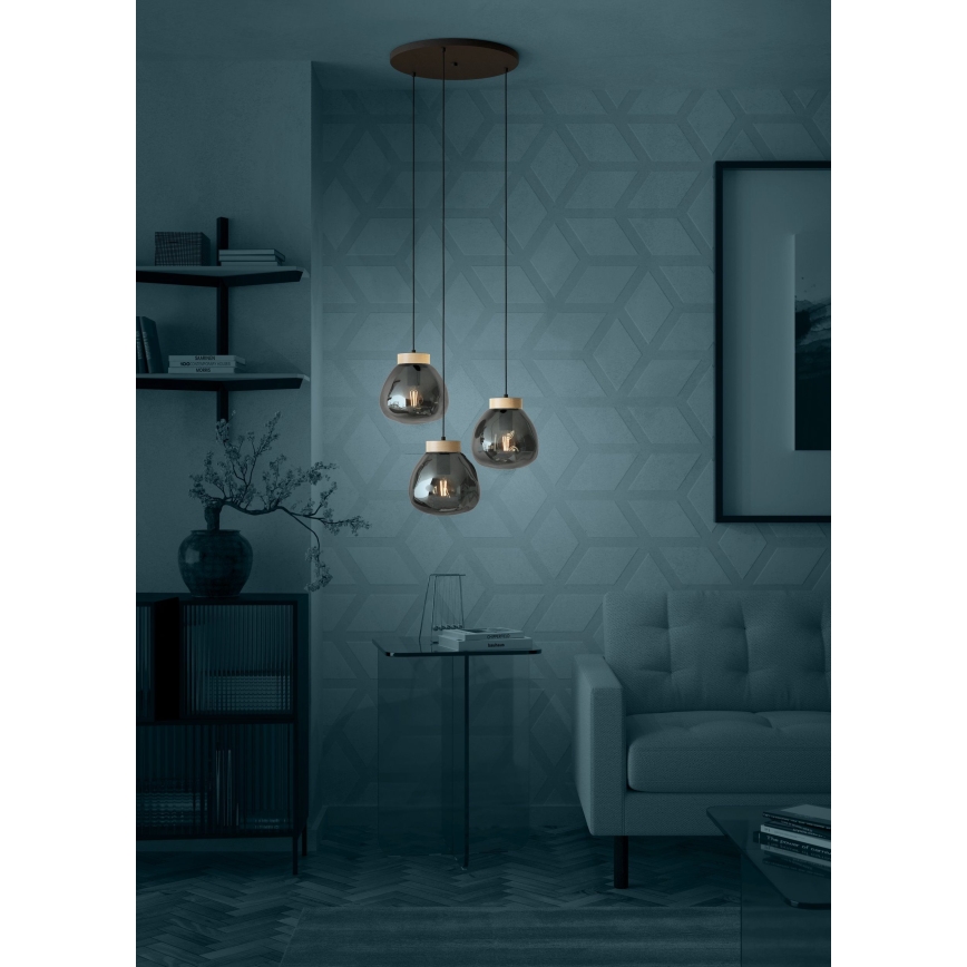 Eglo - Lestenec na vrvici 3xE27/40W/230V dimna