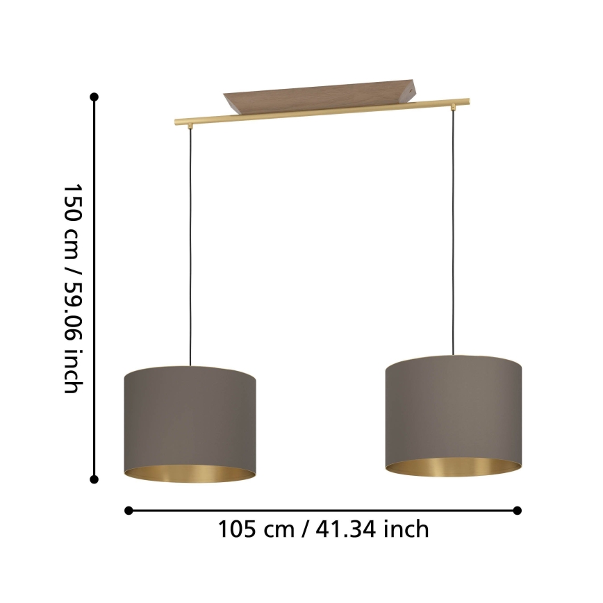 Eglo - Lestenec na vrvici 2xE27/40W/230V rjava/zlata