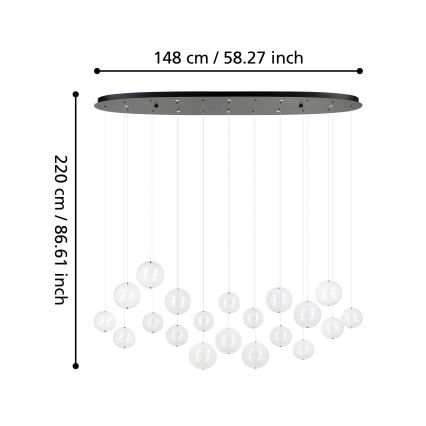 Eglo - LED Zatemnitveni lestenec na vrvici 8xLED/4,2W/230V 3000K prozorna