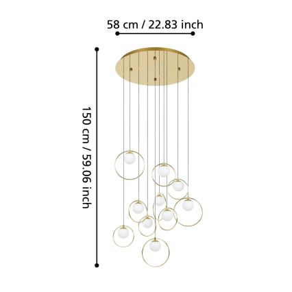 Eglo - LED Zatemnitveni lestenec na vrvici 10xLED/3W/230V 3000K pr. 58 cm zlata