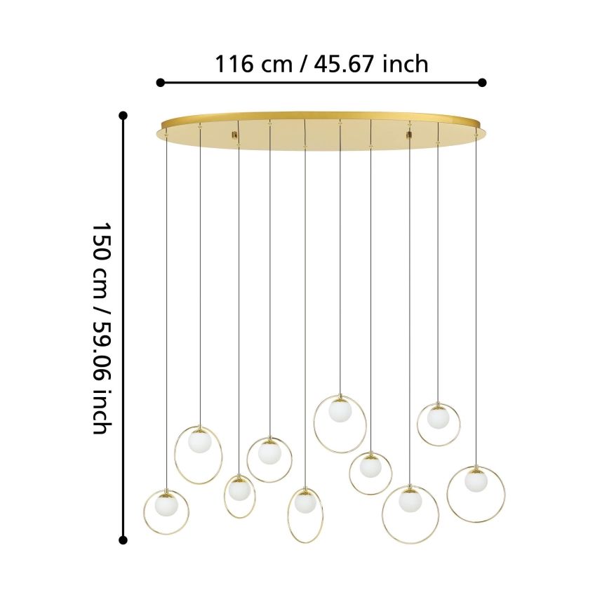 Eglo - LED Zatemnitveni lestenec na vrvici 10xLED/3W/230V 3000K zlata