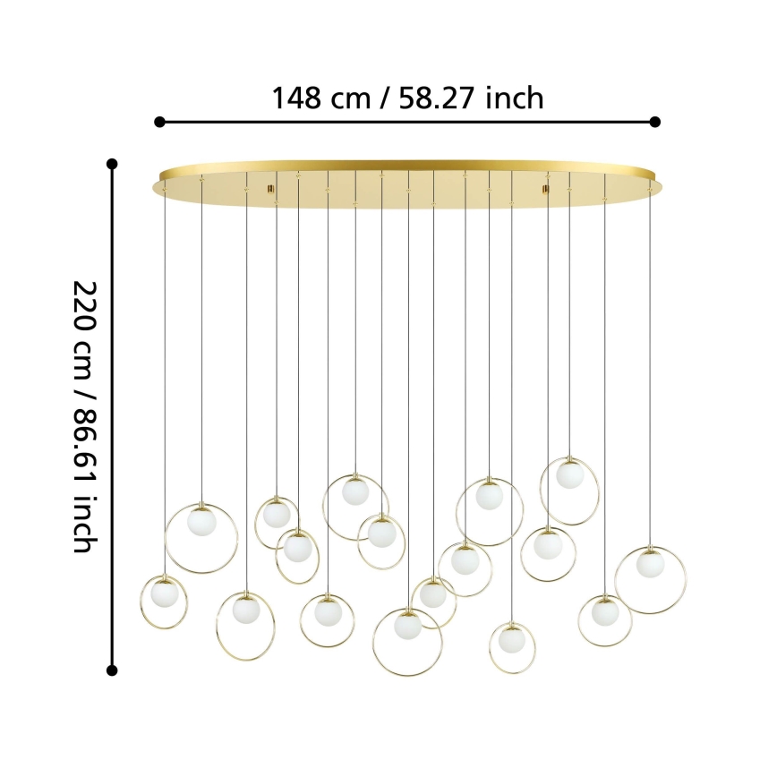 Eglo - LED Zatemnitveni lestenec na vrvici 17xLED/3W/230V 3000K zlata
