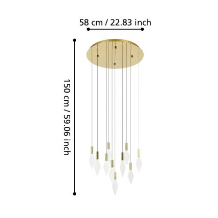 Eglo - LED Zatemnitveni lestenec na vrvici 10xLED/3W/230V 3000K pr. 58 cm zlata