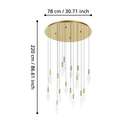 Eglo - LED Zatemnitveni lestenec na vrvici 16xLED/3,3W/230V 3000K pr. 78 cm zlata