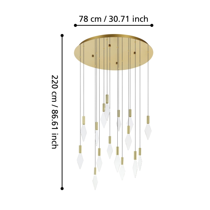 Eglo - LED Zatemnitveni lestenec na vrvici 16xLED/3,3W/230V 3000K pr. 78 cm zlata