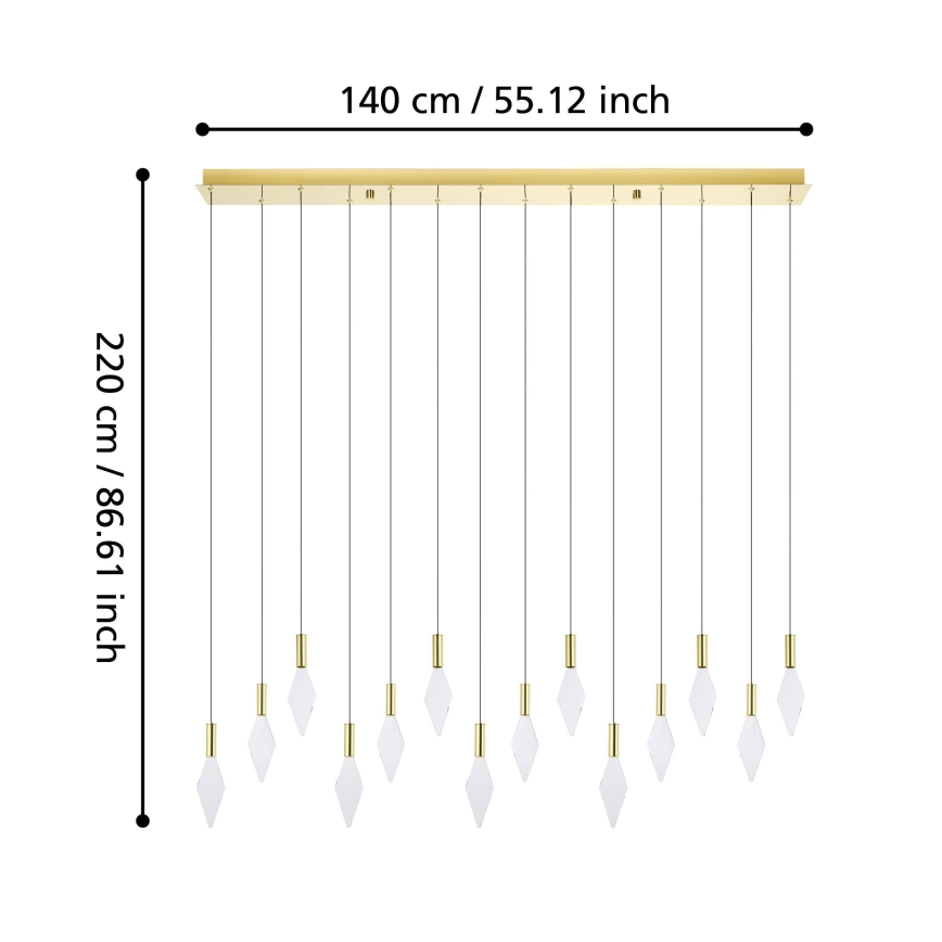 Eglo - LED Zatemnitveni lestenec na vrvici 14xLED/3,3W/230V 3000K zlata