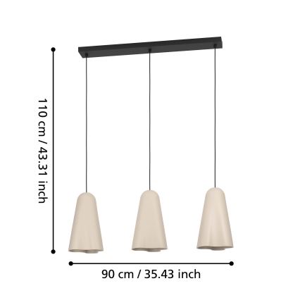Eglo - Lestenec na vrvici 3xE27/40W/230V bež