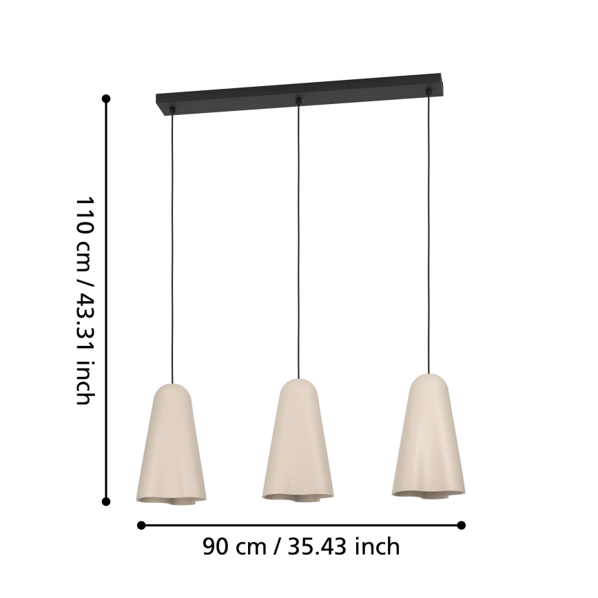 Eglo - Lestenec na vrvici 3xE27/40W/230V bež