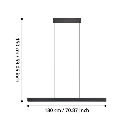 Eglo - LED Zatemnitveni lestenec na vrvici LED/20W/230V 3000K črna