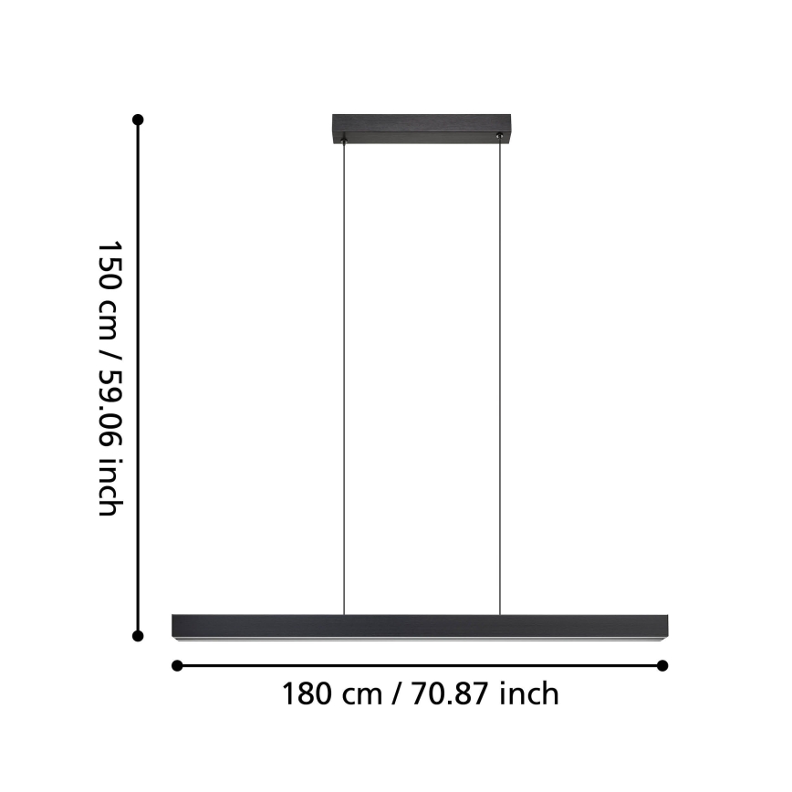 Eglo - LED Zatemnitveni lestenec na vrvici LED/20W/230V 3000K črna