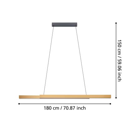 Eglo - LED Zatemnitveni lestenec na vrvici LED/21W/230V 3000K rjava
