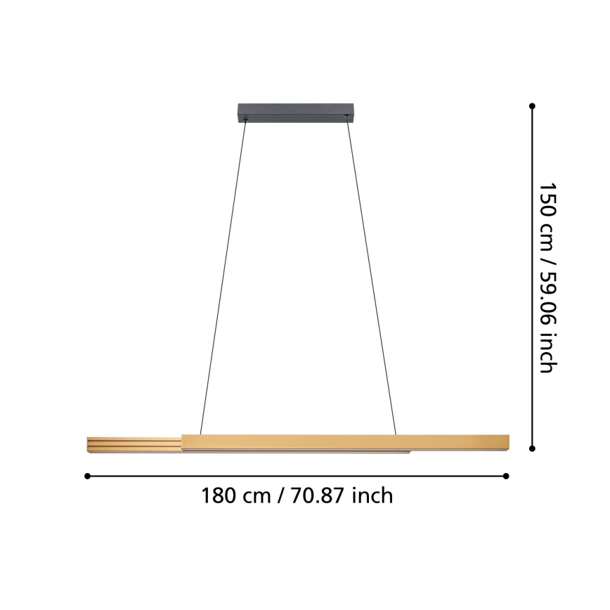 Eglo - LED Zatemnitveni lestenec na vrvici LED/21W/230V 3000K rjava