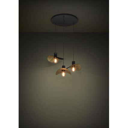 Eglo - Lestenec na vrvici 3xE27/40W/230V črna/zlata