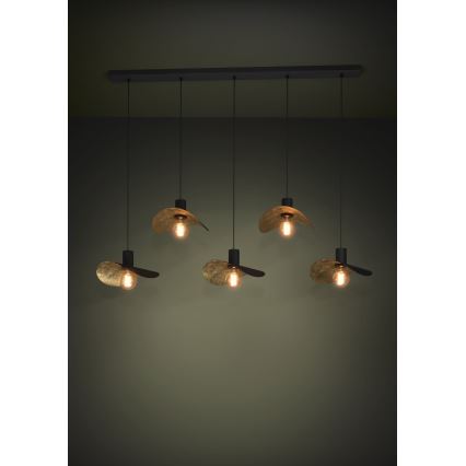 Eglo - Lestenec na vrvici 5xE27/40W/230V črna/zlata