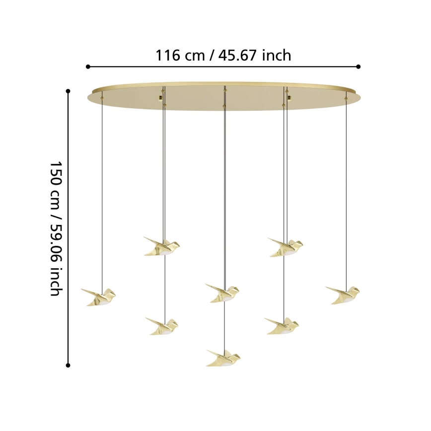 Eglo - LED Zatemnitveni lestenec na vrvici 8xLED/4,2W/230V 3000K zlata