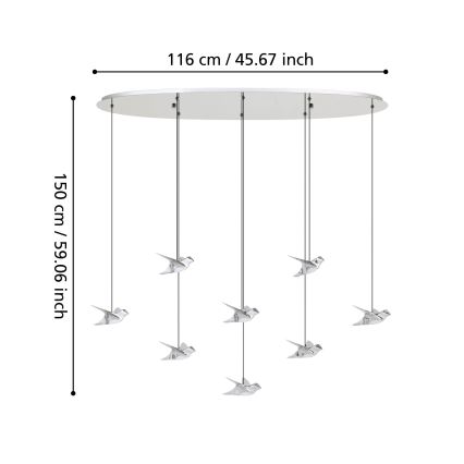 Eglo - LED Zatemnitveni lestenec na vrvici 8xLED/4,2W/230V 3000K sijajni krom