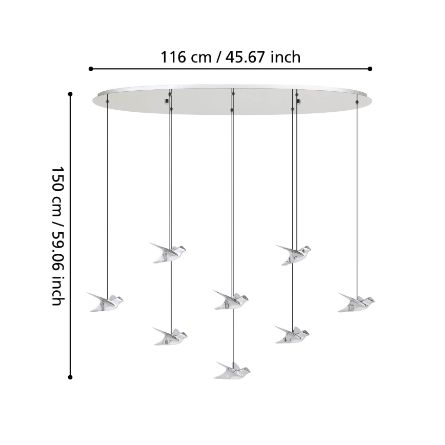 Eglo - LED Zatemnitveni lestenec na vrvici 8xLED/4,2W/230V 3000K sijajni krom