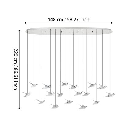 Eglo - LED Zatemnitveni lestenec na vrvici 17xLED/3W/230V 3000K sijajni krom