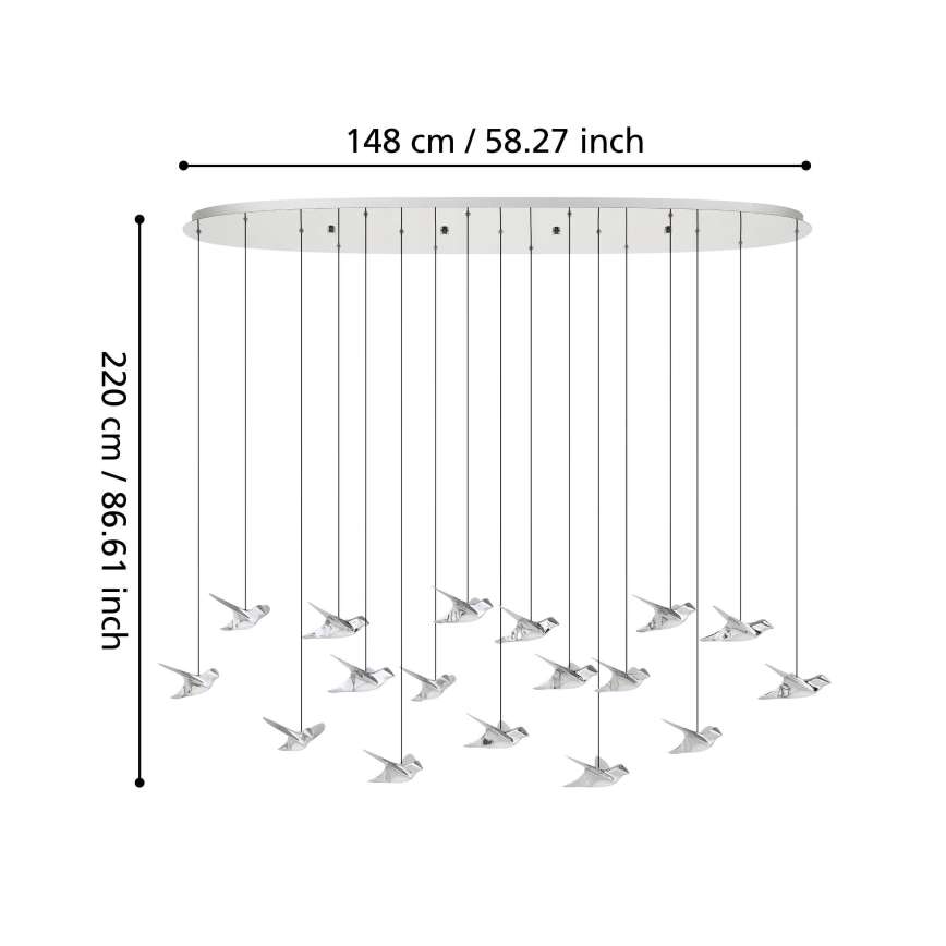 Eglo - LED Zatemnitveni lestenec na vrvici 17xLED/3W/230V 3000K sijajni krom