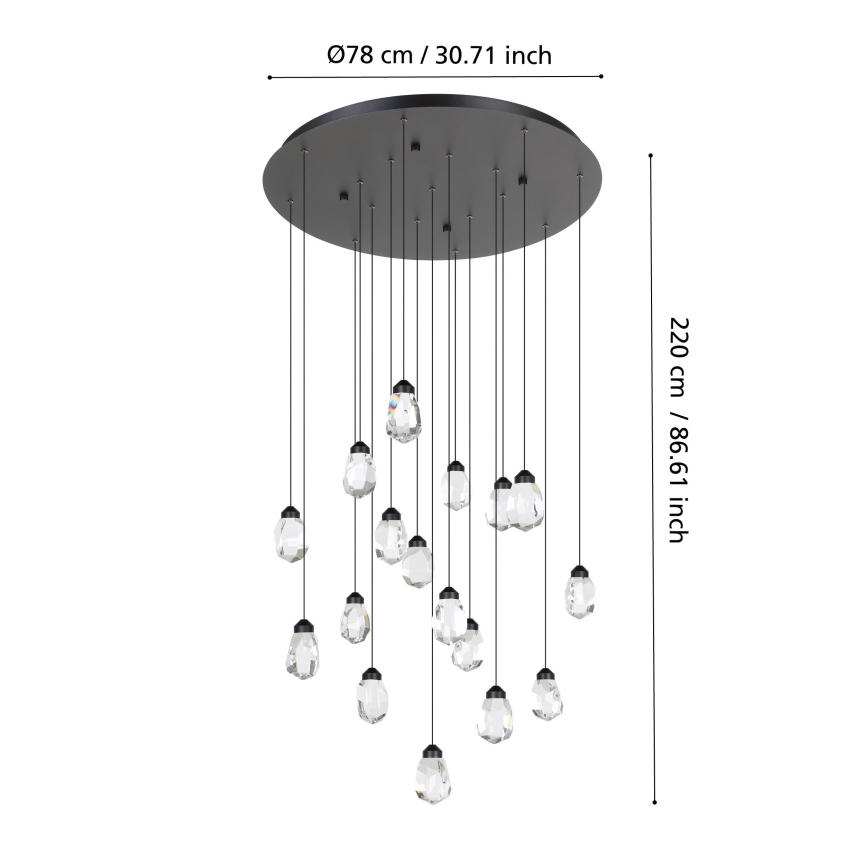 Eglo - LED Zatemnitveni lestenec na vrvici 17xLED/3W/230V 3000K črna/prozorna