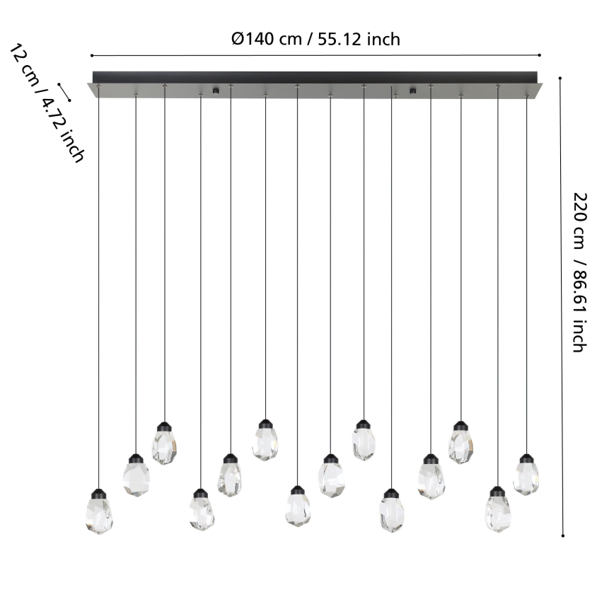 Eglo - LED Zatemnitveni lestenec na vrvici 14xLED/3W/230V 3000K črna/prozorna