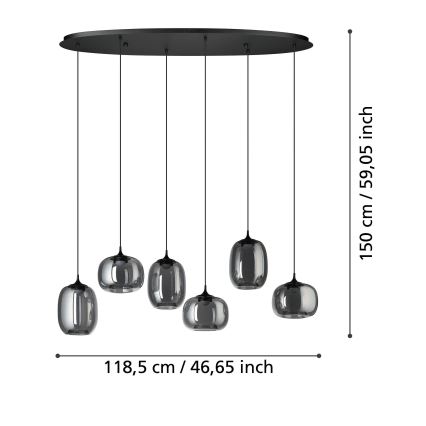 Eglo - LED Zatemnitveni lestenec na vrvici 6xLED/3,7W/230V 2700-6500K dimna + Daljinski upravljalnik