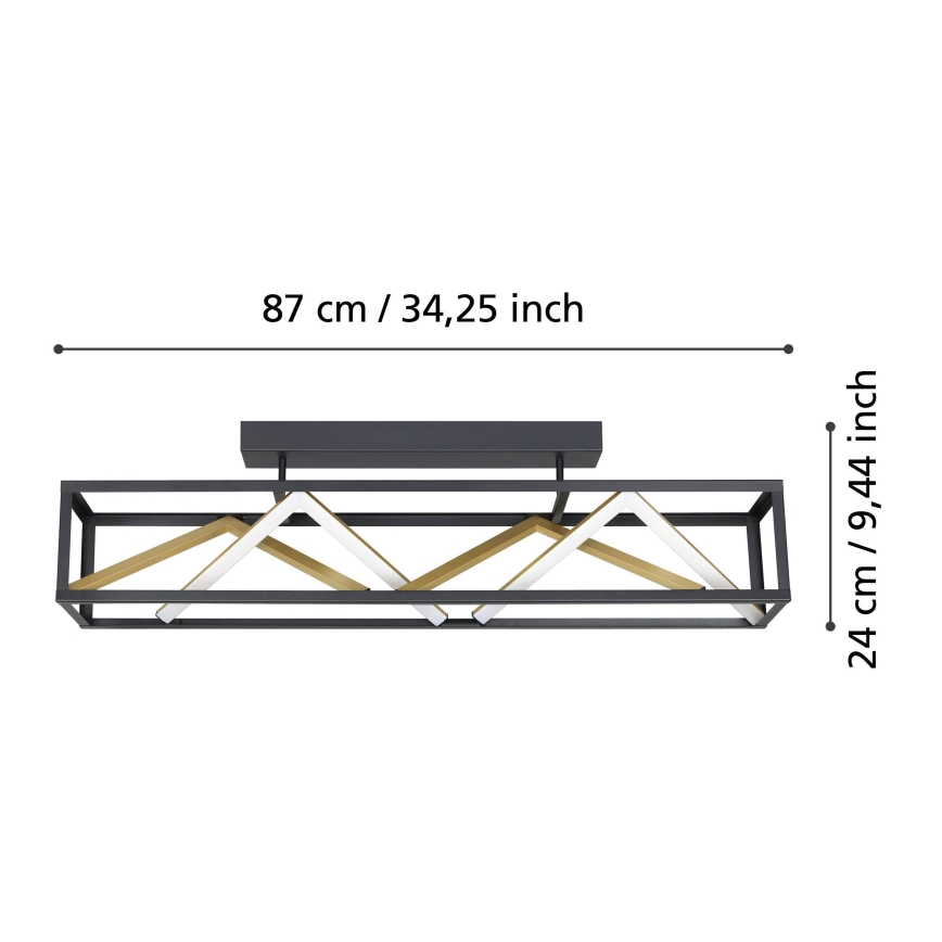 Eglo - LED Zatemnitveni nadgradni lestenec LED/45W/230V 2700-6500K črna/zlata + Daljinski upravljalnik