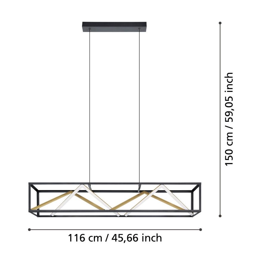 Eglo - LED Zatemnitveni lestenec na vrvici LED/46W/230V 2700-6500K črna/zlata + Daljinski upravljalnik