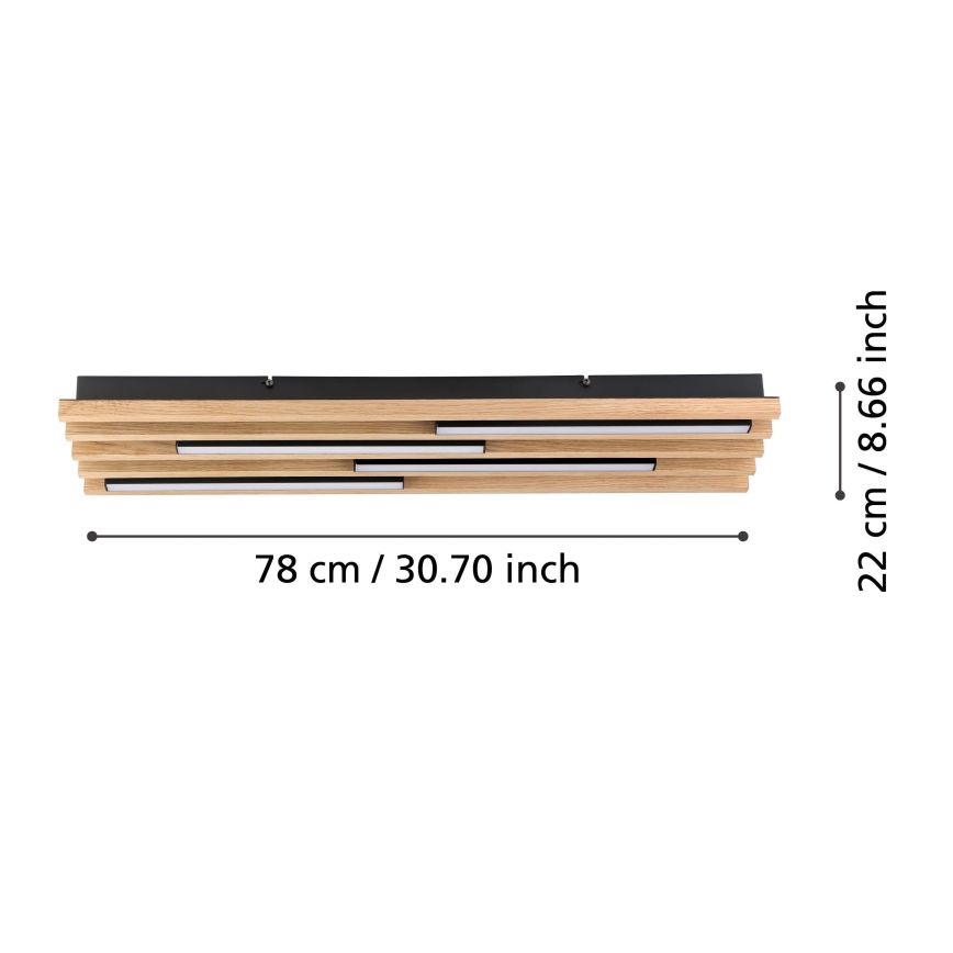 Eglo - LED Zatemnitvena stropna svetilka 4xLED/9W/230V 3000K 22x78 cm rjava