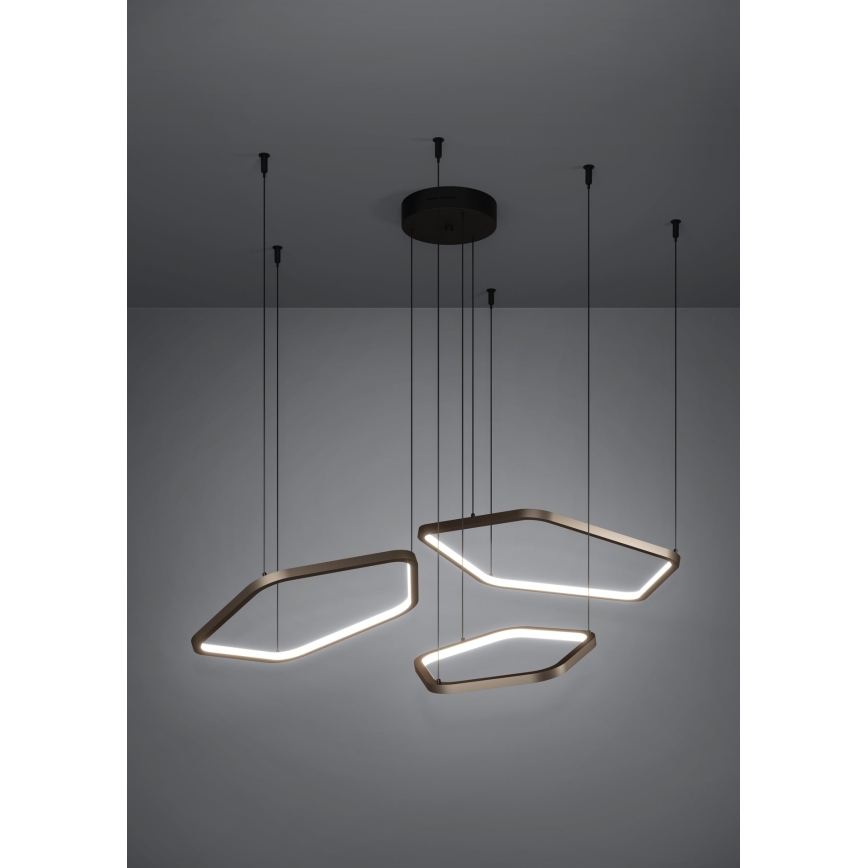 Eglo - Zatemnjiva LED viseča svetilka na kablu LED/50W/230V iz medenine + z daljinskim upravljalnikom