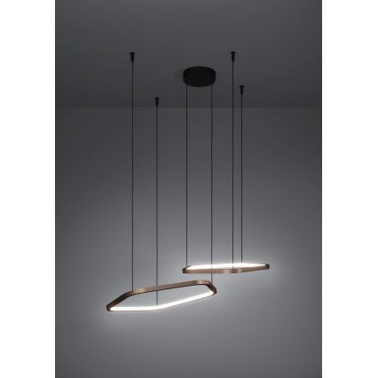 Eglo - LED zatemljiv lestenec na kablu LED/30W/230V medenina + daljinski upravljalnik