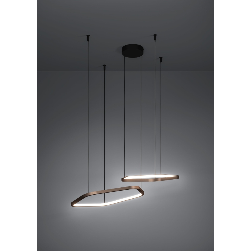 Eglo - LED zatemljiv lestenec na kablu LED/30W/230V medenina + daljinski upravljalnik