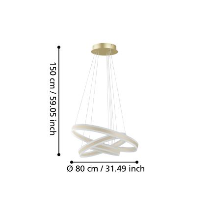 Eglo - LED Zatemnitveni lestenec na vrvici LED/78W/230V + LED/70W + LED/34W