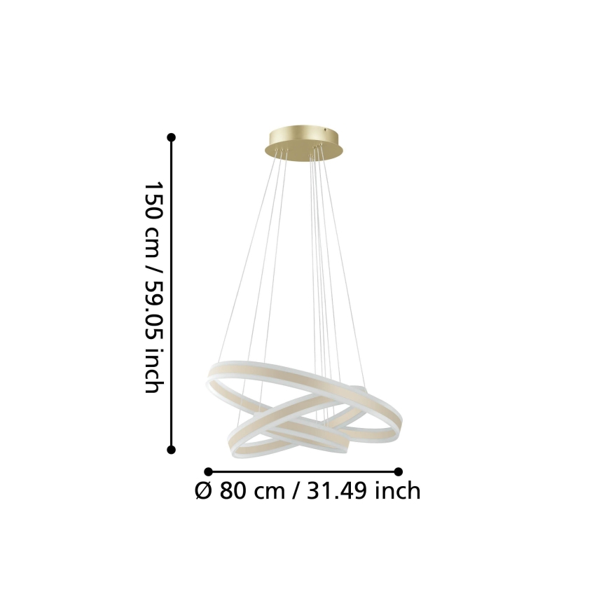 Eglo - LED Zatemnitveni lestenec na vrvici LED/78W/230V + LED/70W + LED/34W