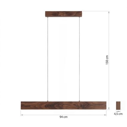 Eglo - LED lestenec na jekleni vrvici LED/17W/230V + LED/4,2W oreh