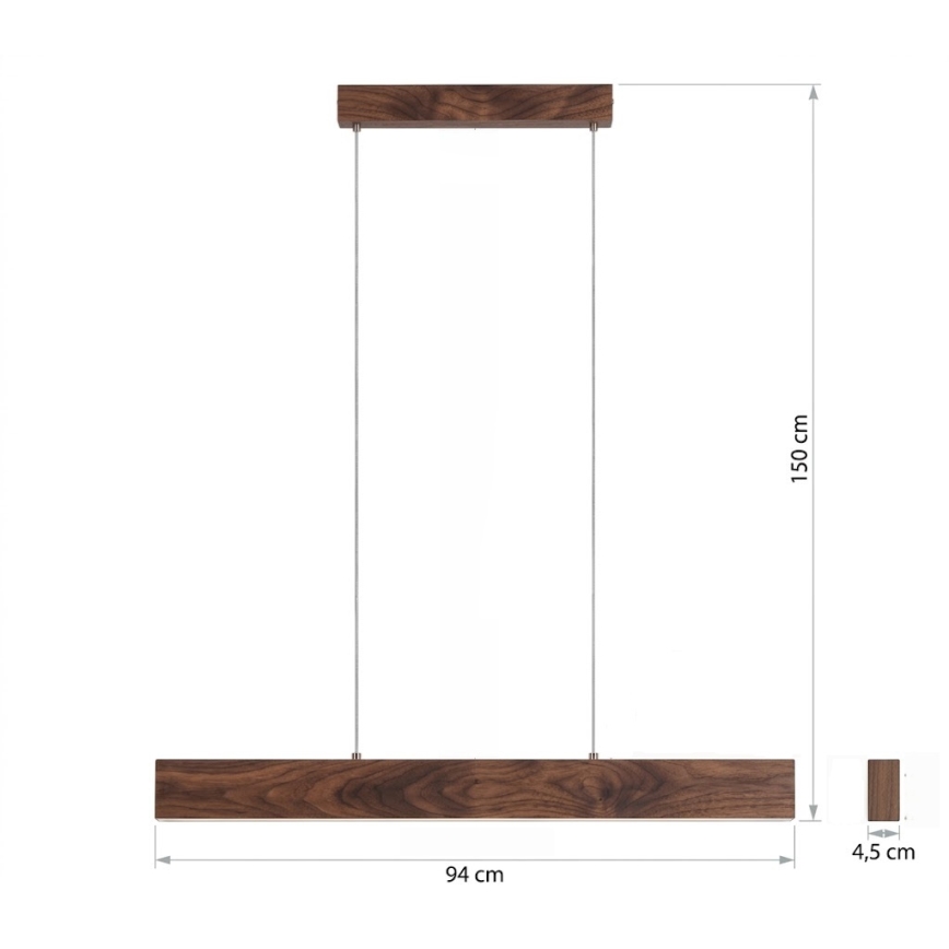 Eglo - LED lestenec na jekleni vrvici LED/17W/230V + LED/4,2W oreh