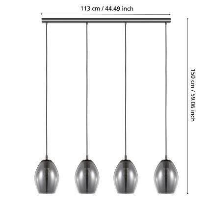 Eglo - Lestenec na vrvici 4xE27/60W/230V dimna