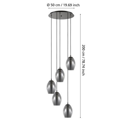 Eglo - Lestenec na vrvici 5xE27/60W/230V dimna